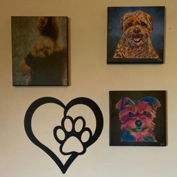 COPY - EUC ~ Metal Heart with Paw Wall Art   Measures: 10" (W) x 8" (H) - Picture 5 of 5